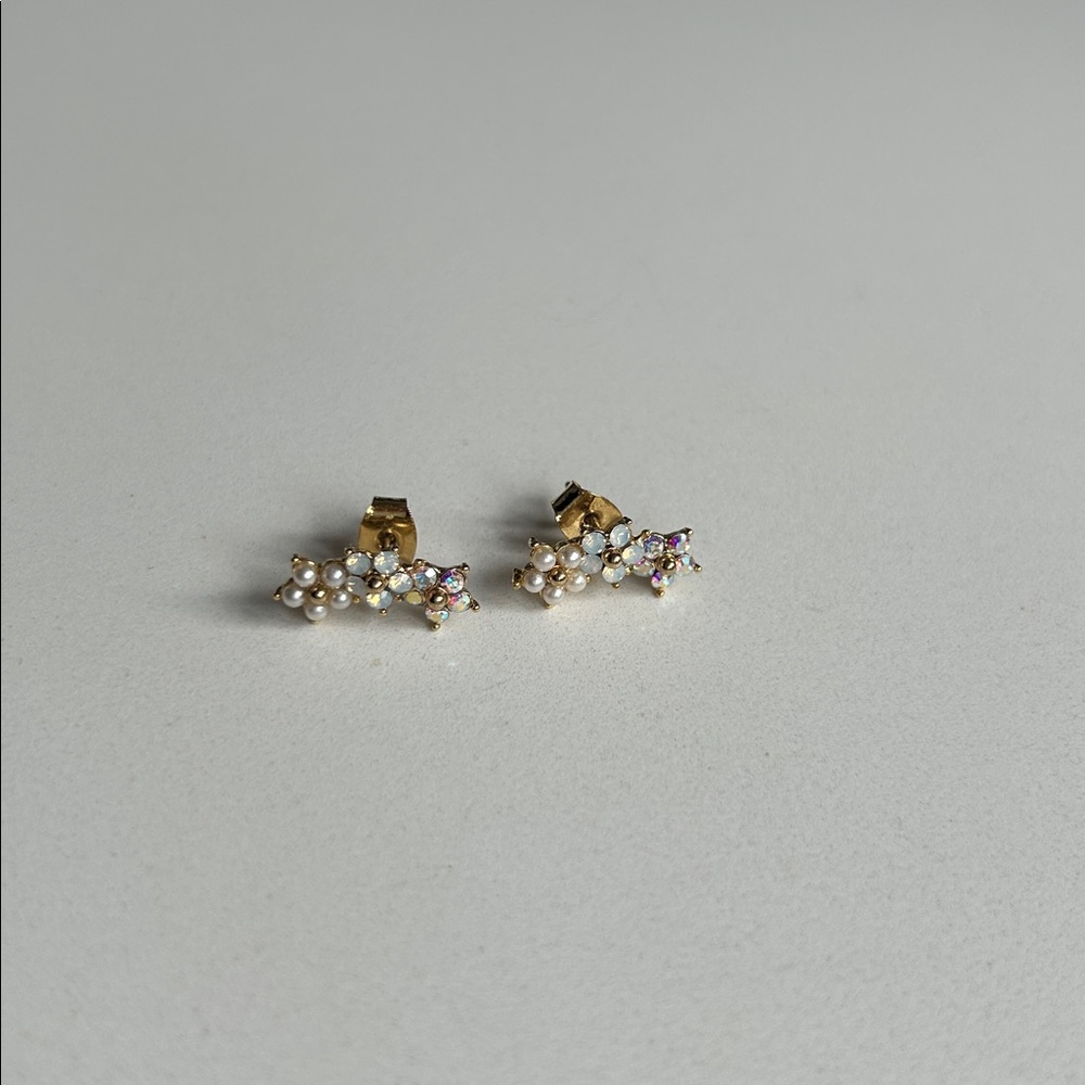 Elegant Gold and White Floral Earrings